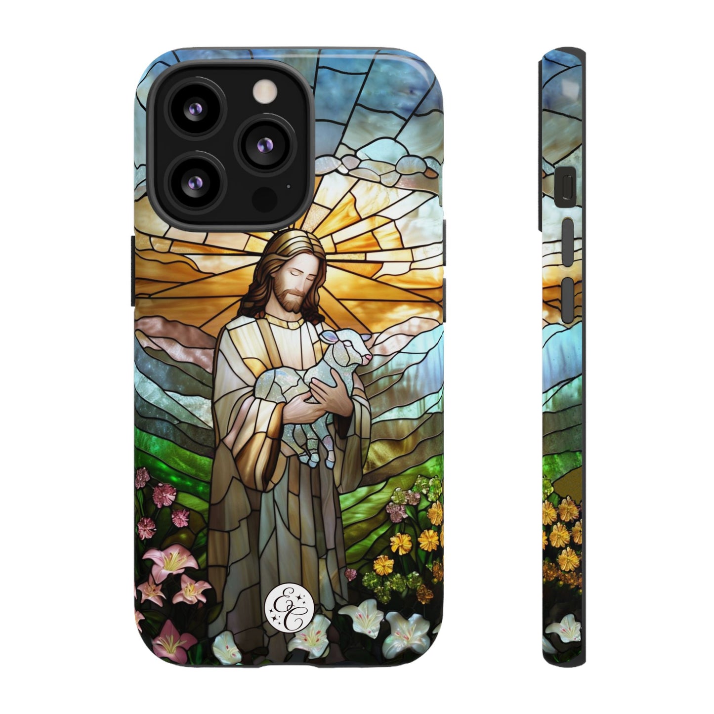 Jesus Holding a Lamb Stained Glass Tough Phone Case