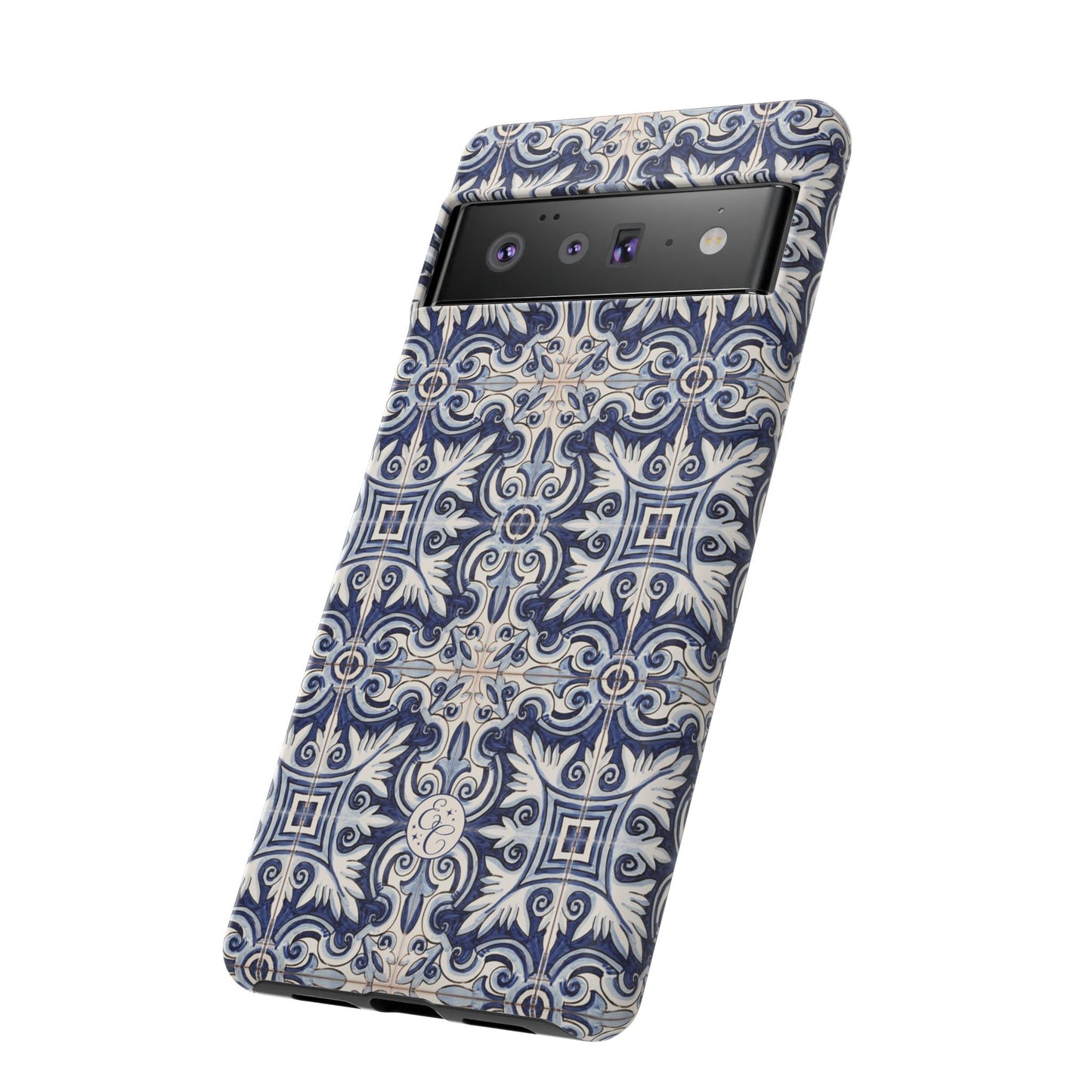 Mediterranean Floral Ceramic Pattern Tough Phone Case