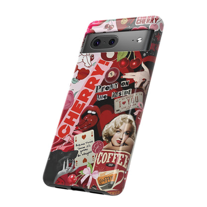 Cherry Theme Retro Collage Tough Phone Case