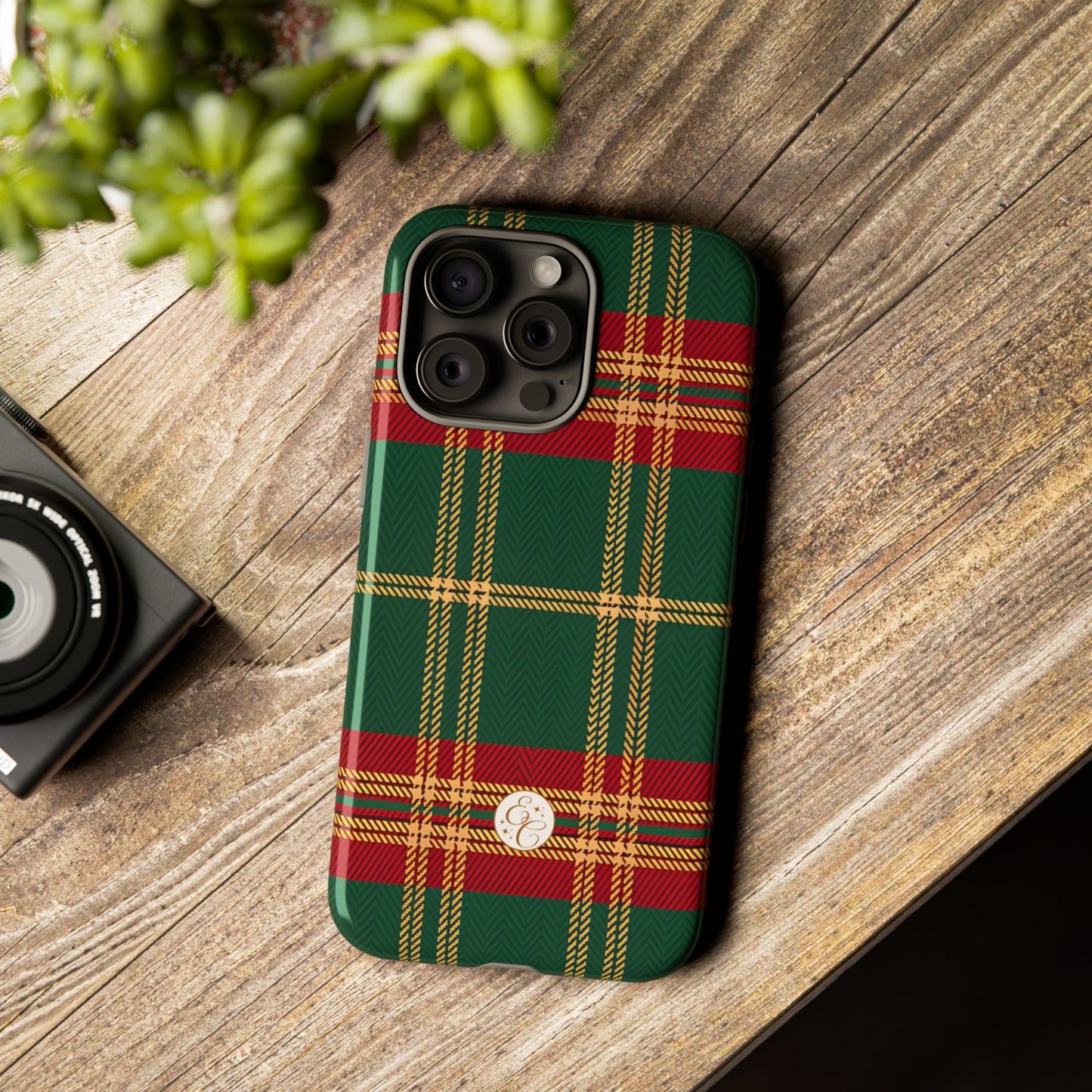 Green Red & Gold Plaid Tough Phone Case