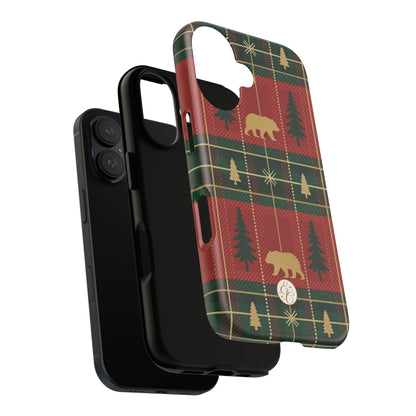 Christmas Bear Plaid Tough Phone Case