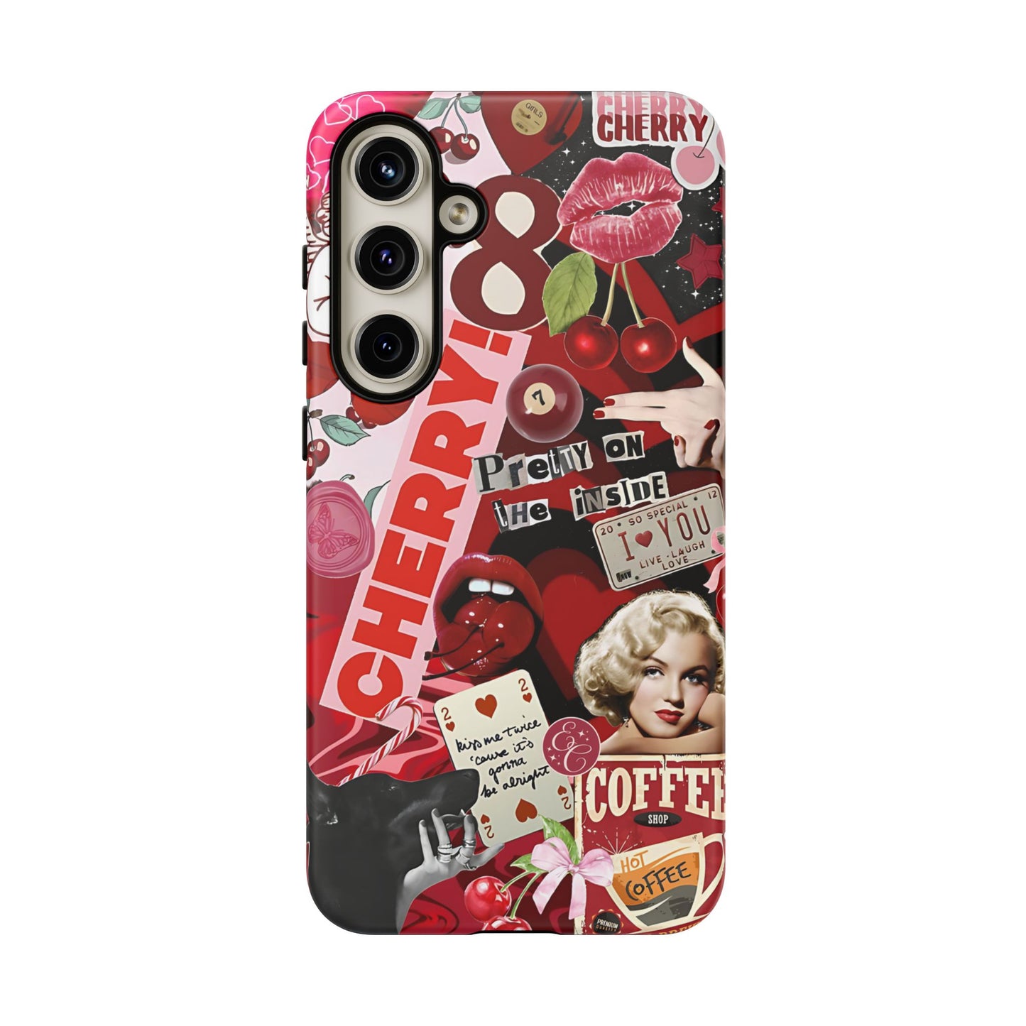 Cherry Theme Retro Collage Tough Phone Case