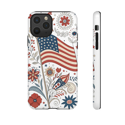 Boho USA Flag Floral Tough Phone Case