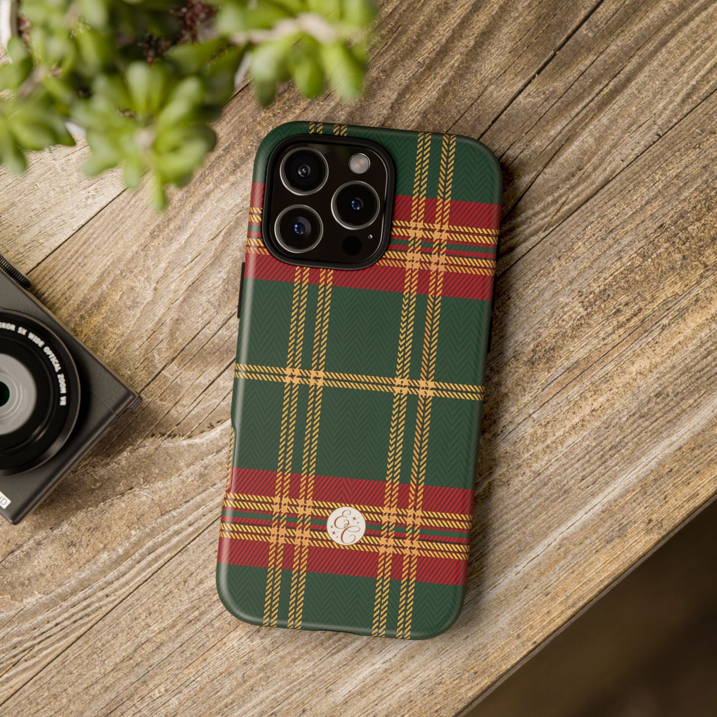 Green Red & Gold Plaid Tough Phone Case