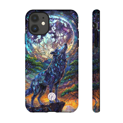 Moonlit Wolf Stained Glass Halloween Phone Case