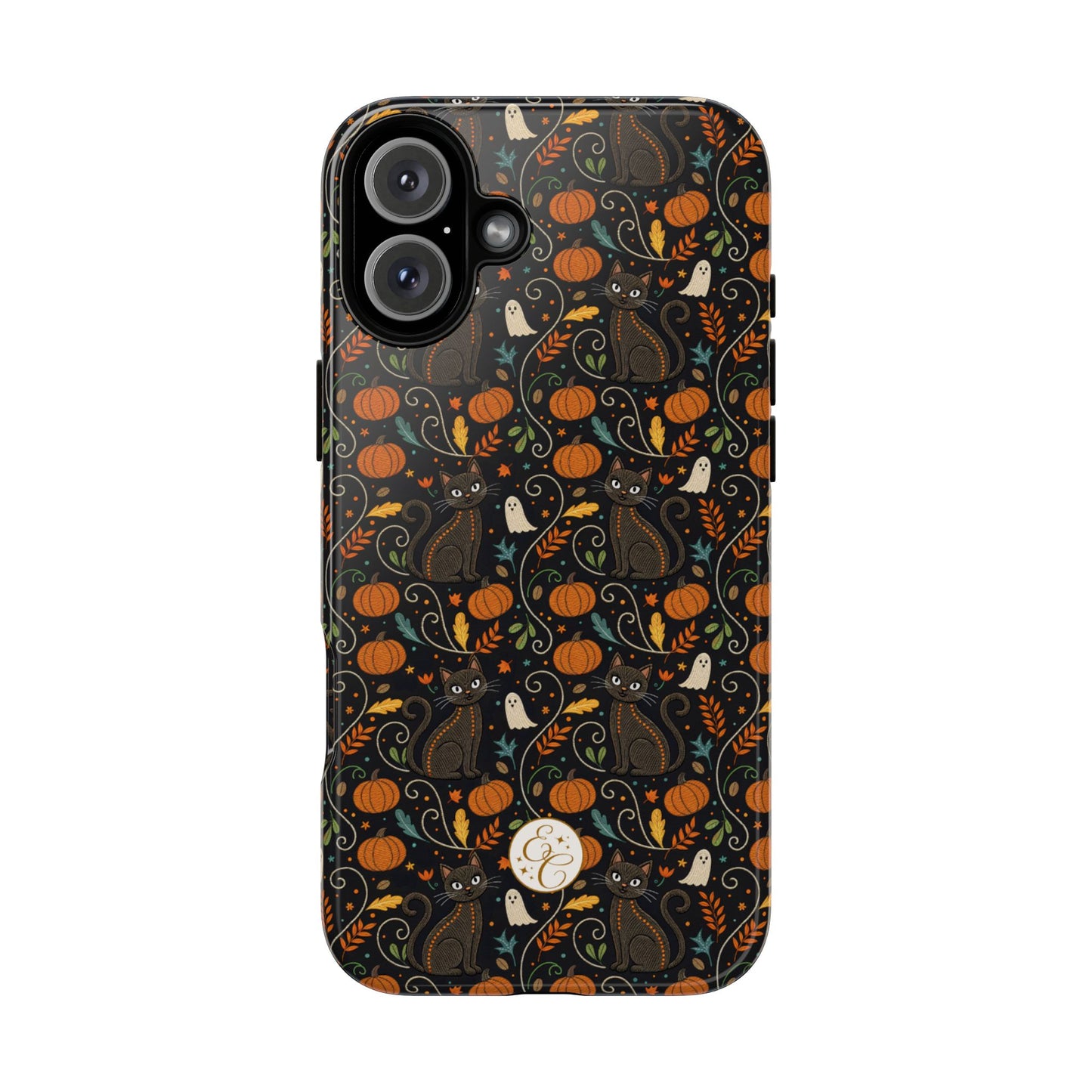 Boho Halloween Black Cat Pattern Tough Phone Case