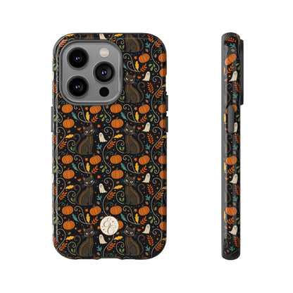 Boho Halloween Black Cat Pattern Tough Phone Case