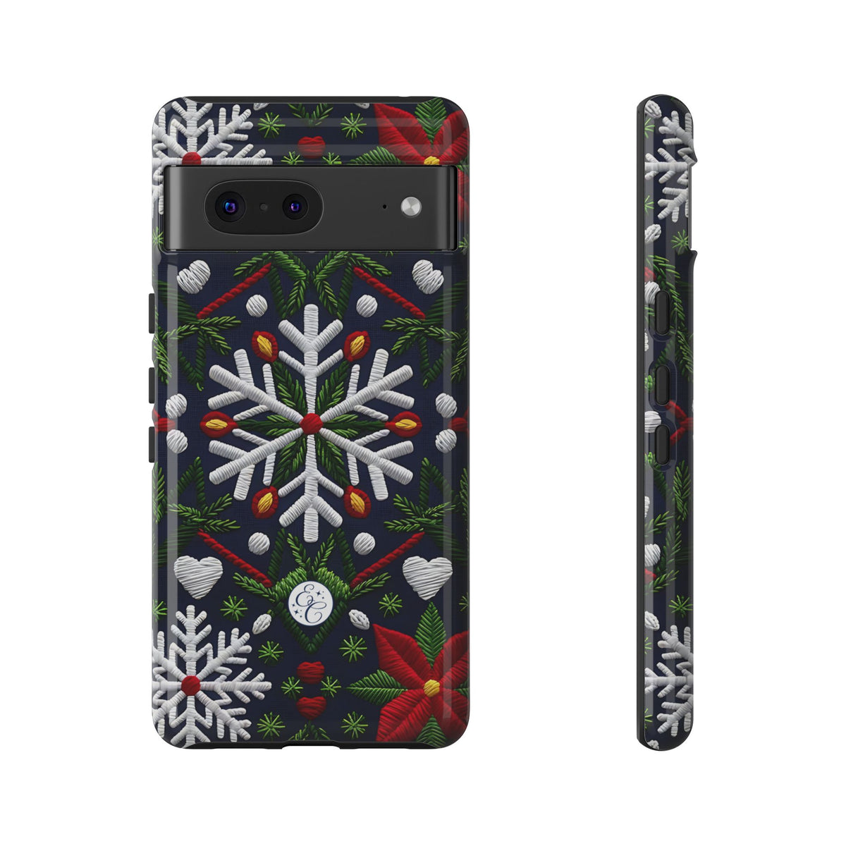 Snowflakes and Poinsettias Phone Case
