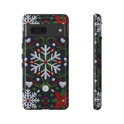 Snowflakes and Poinsettias Phone Case