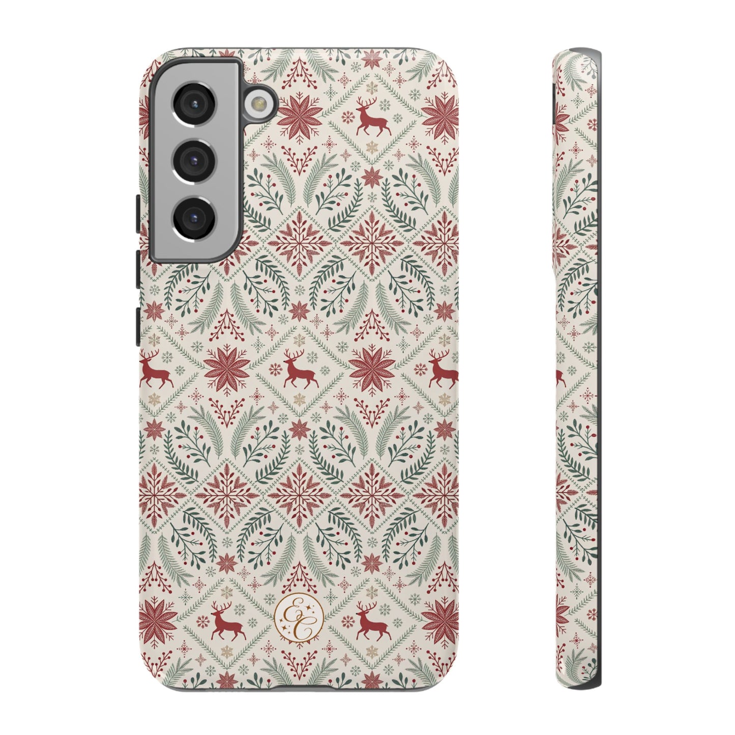 Red Reindeer Christmas Pattern Tough Phone Case
