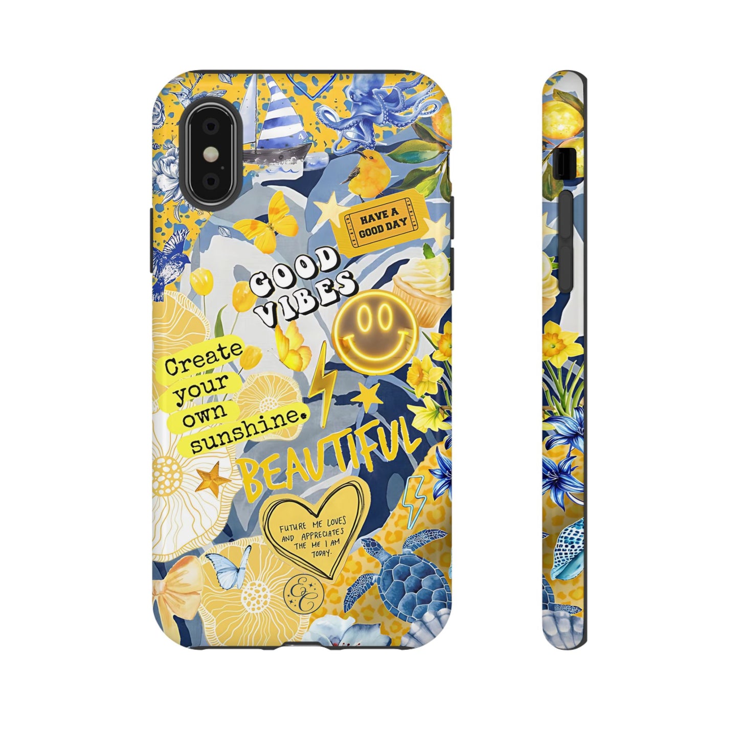 Yellow and Blue Collage Tough Phone Case