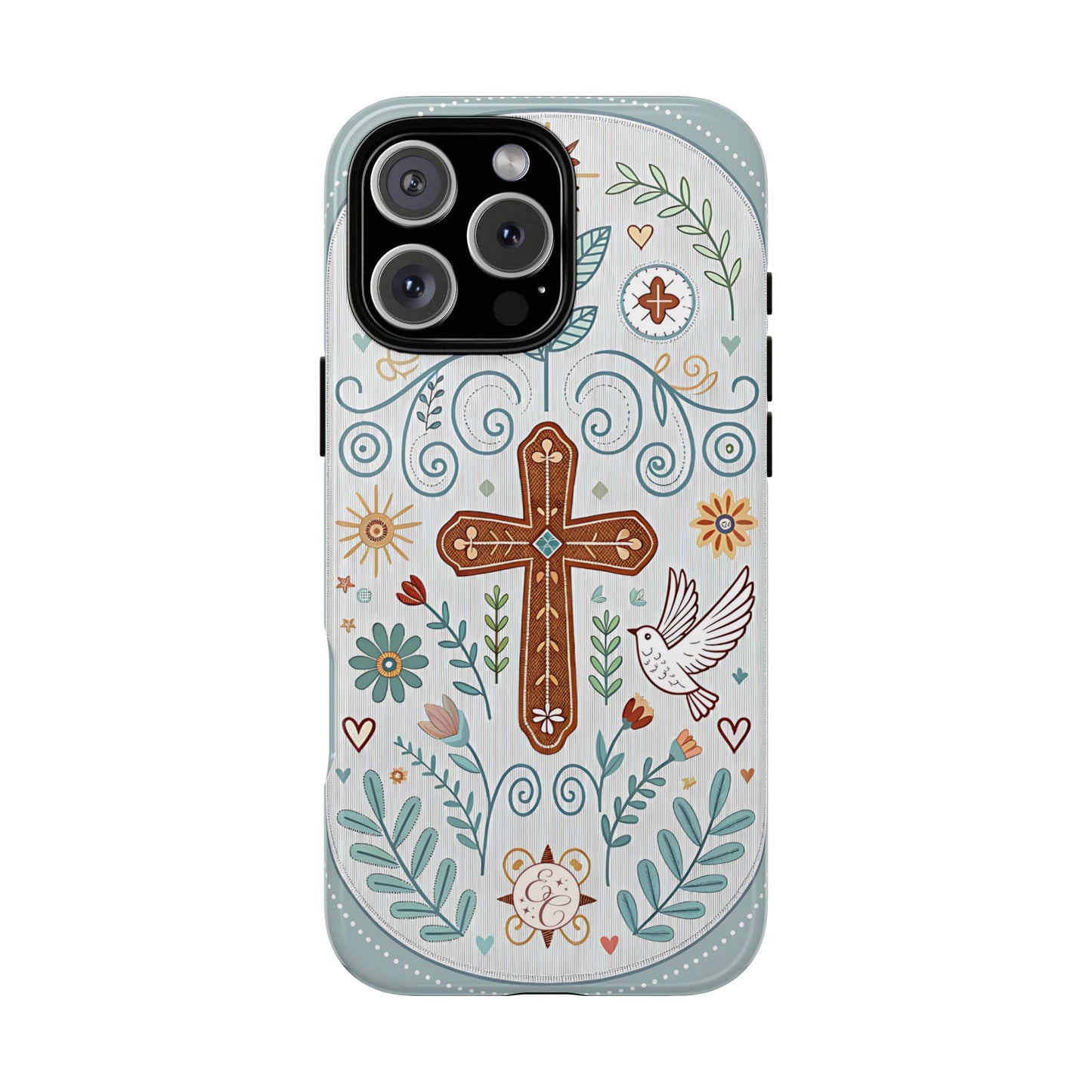 Christian Cross Floral Tough Phone Case