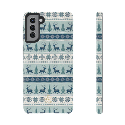 Blue Winter Reindeer Tough Phone Case