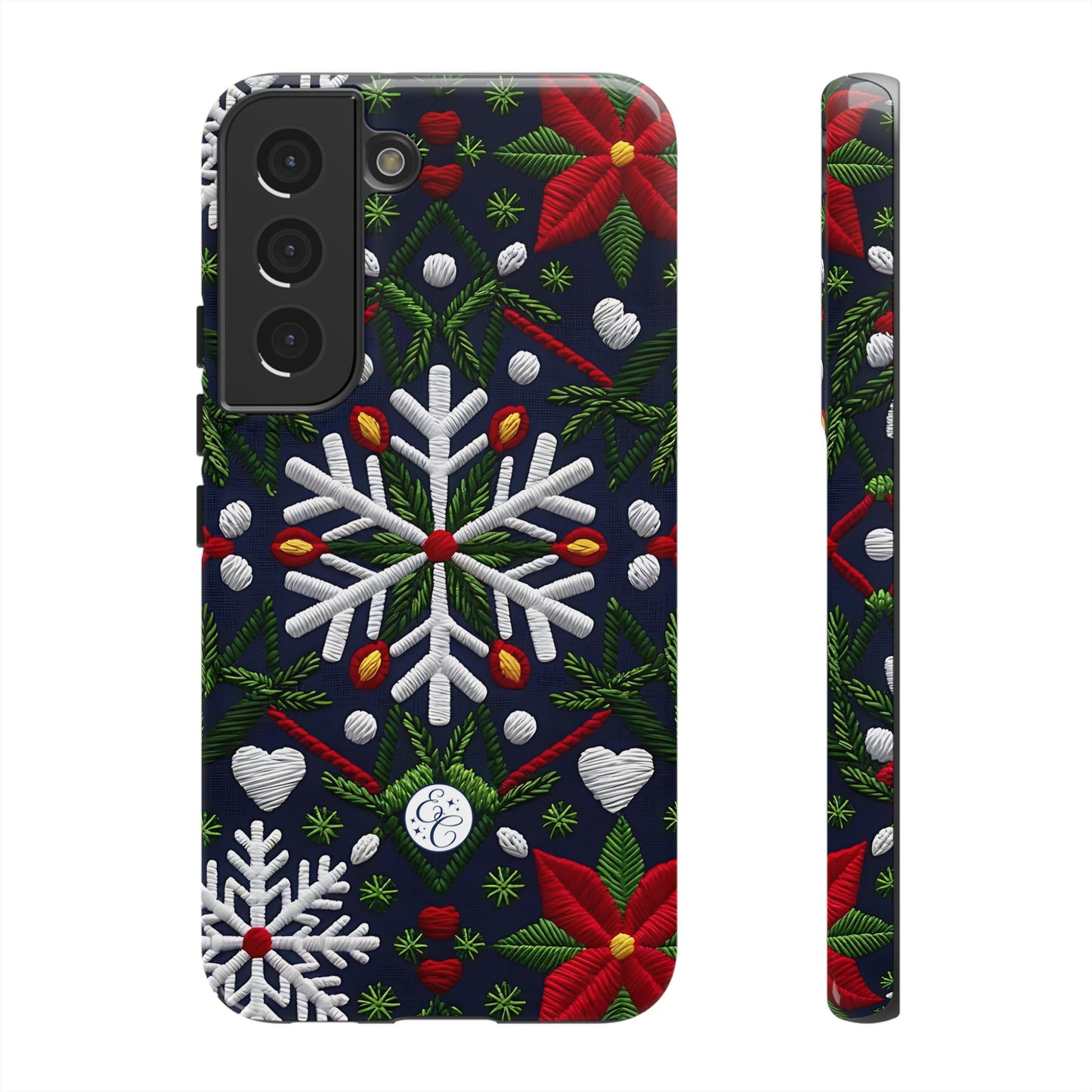 Snowflakes and Poinsettias Tough Phone Case