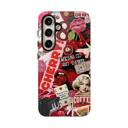 Cherry Theme Retro Collage Tough Phone Case