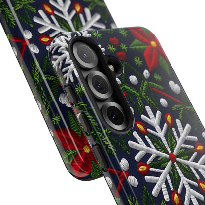 Snowflakes and Poinsettias Tough Phone Case