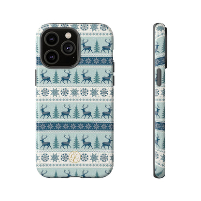 Blue Winter Reindeer Tough Phone Case
