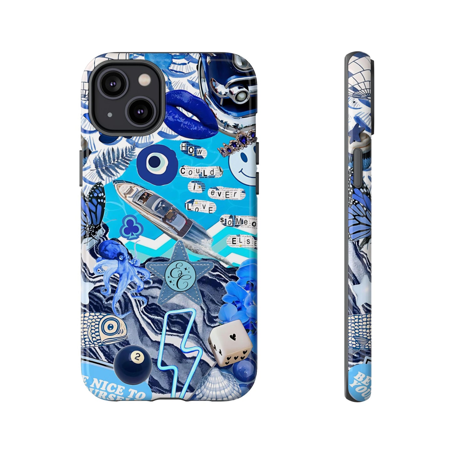 Eclectic Blue Collage Tough Phone Case