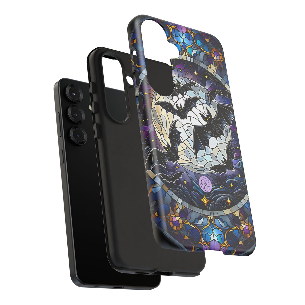 Midnight Bats Stained Glass Halloween Phone Case