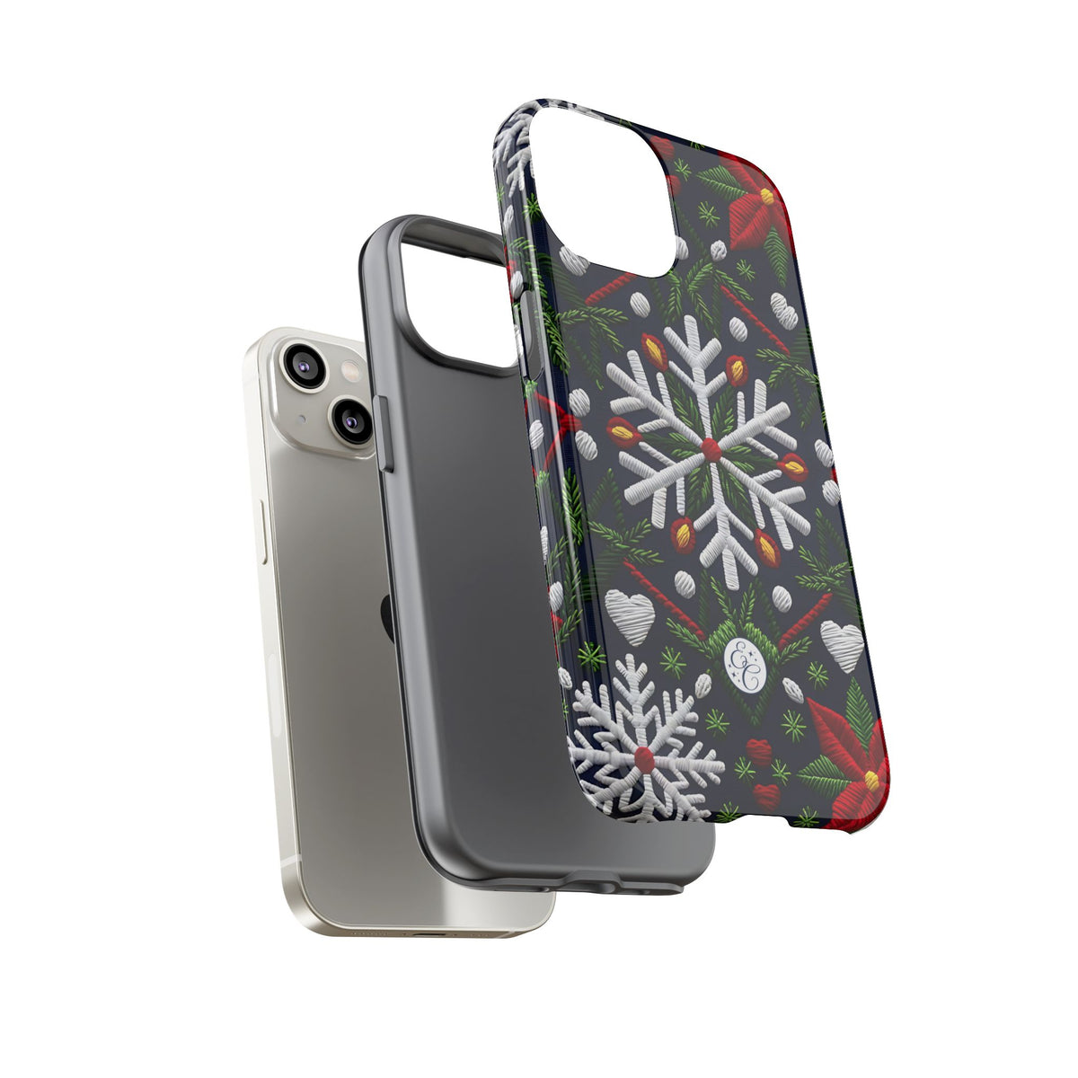 Snowflakes and Poinsettias Phone Case