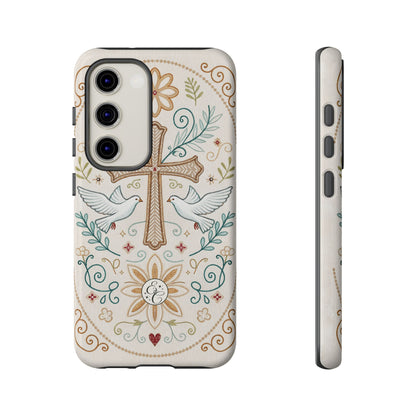 Christian Cross and Doves Tough Phone Case