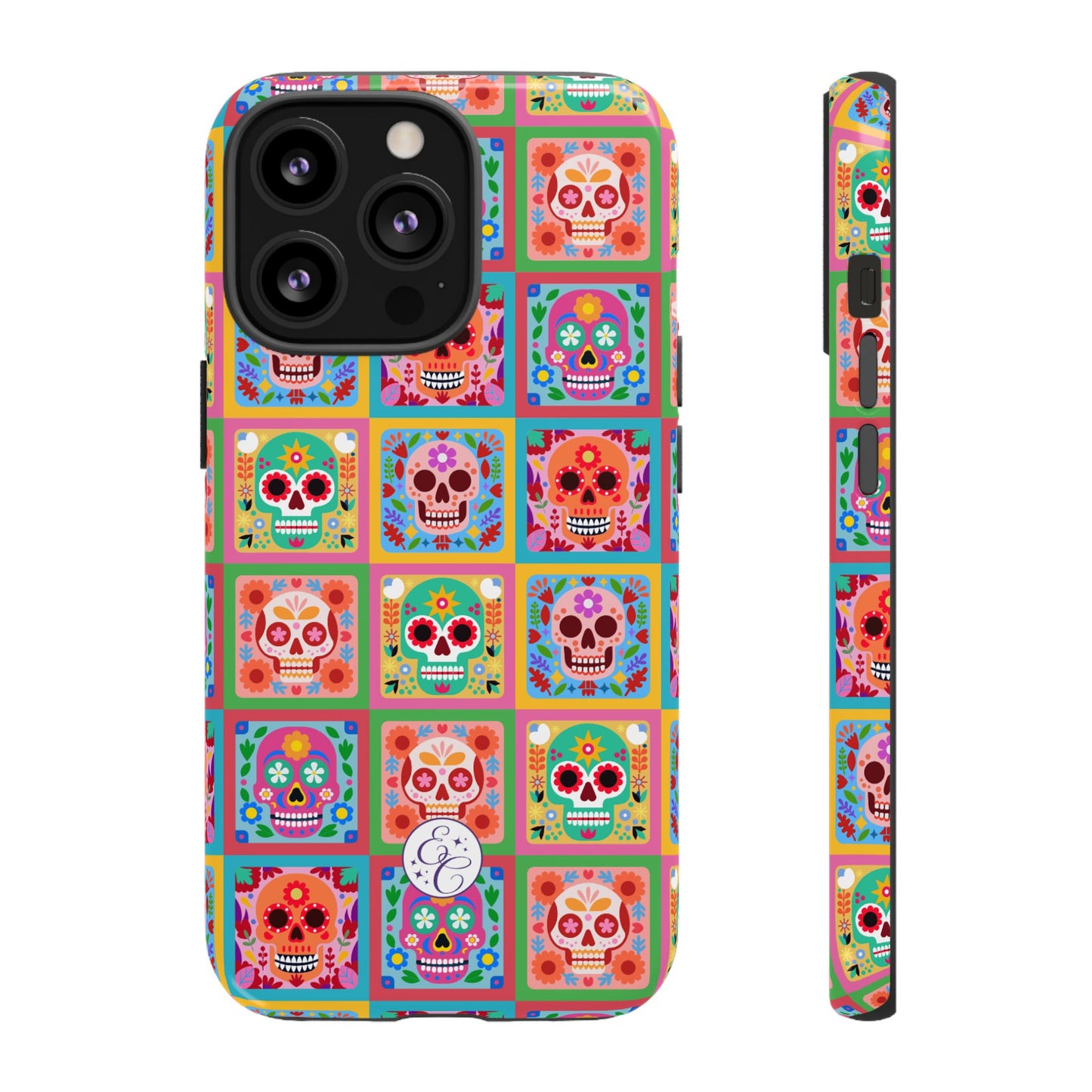 Colorful Sugar Skull Pattern Tough Phone Case