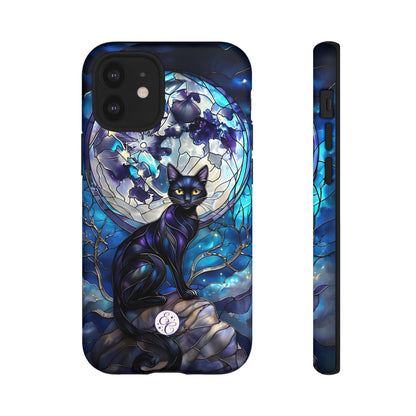 Stained Glass Black Cat Tough Phone Case