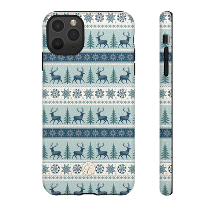 Blue Winter Reindeer Tough Phone Case
