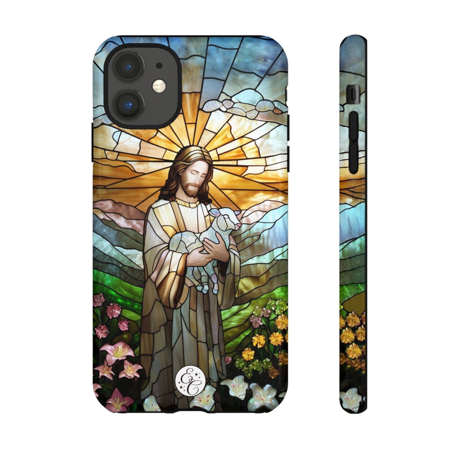 Jesus Holding a Lamb Stained Glass Tough Phone Case