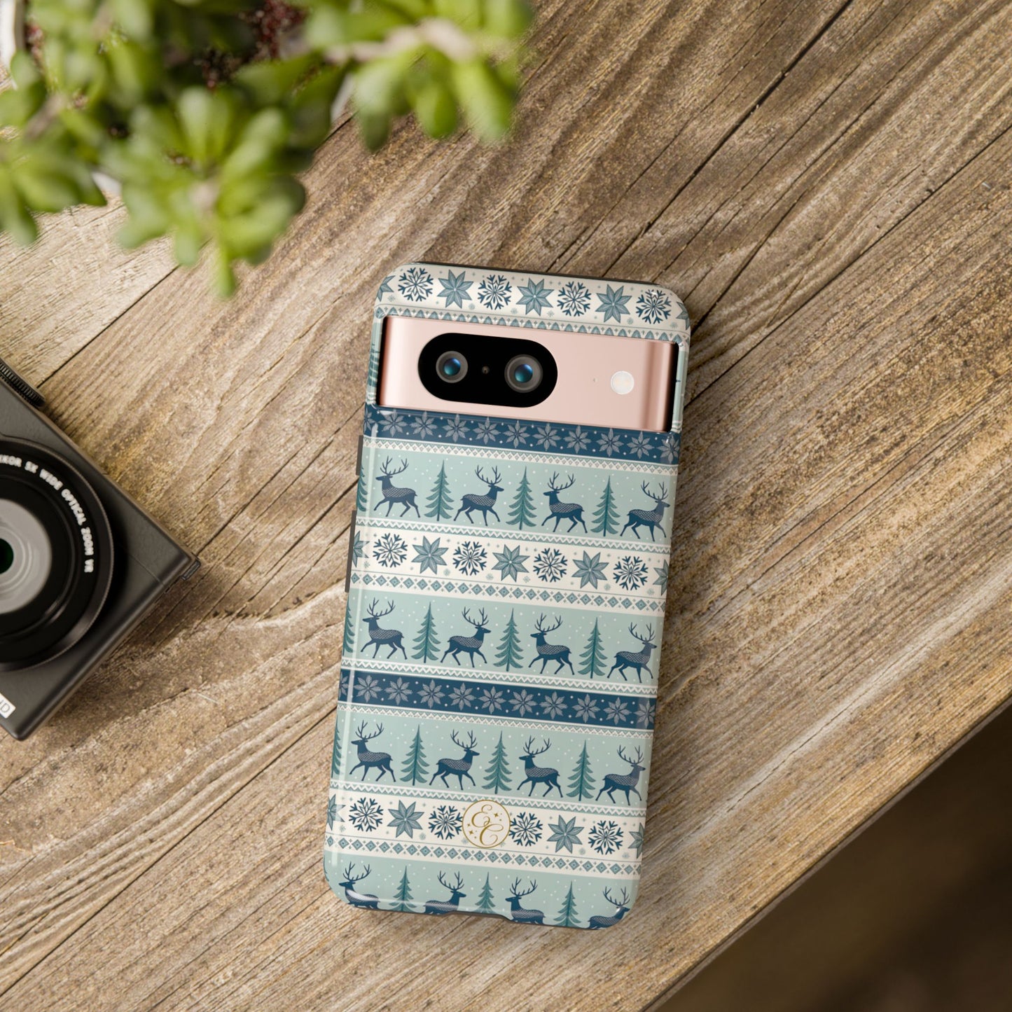 Blue Winter Reindeer Tough Phone Case