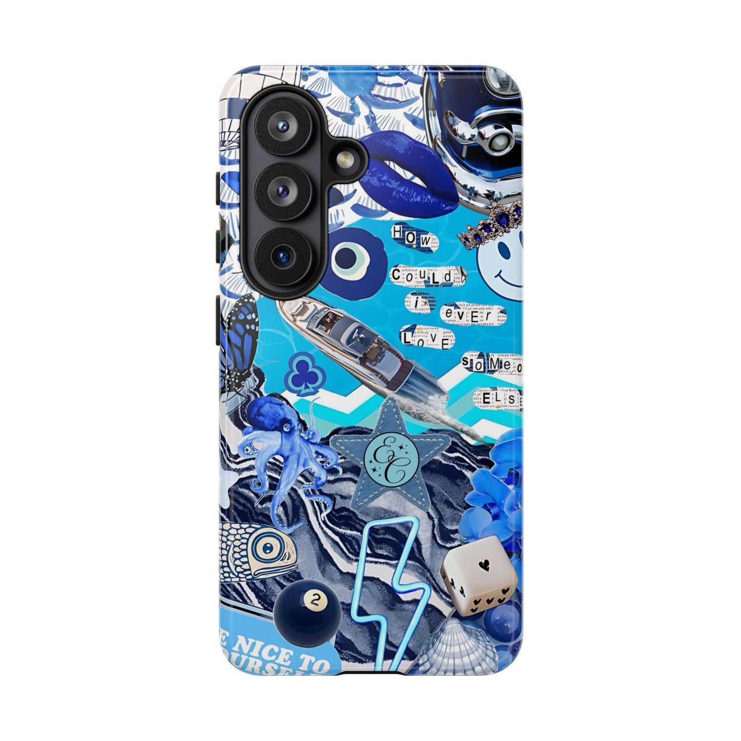 Eclectic Blue Collage Tough Phone Case
