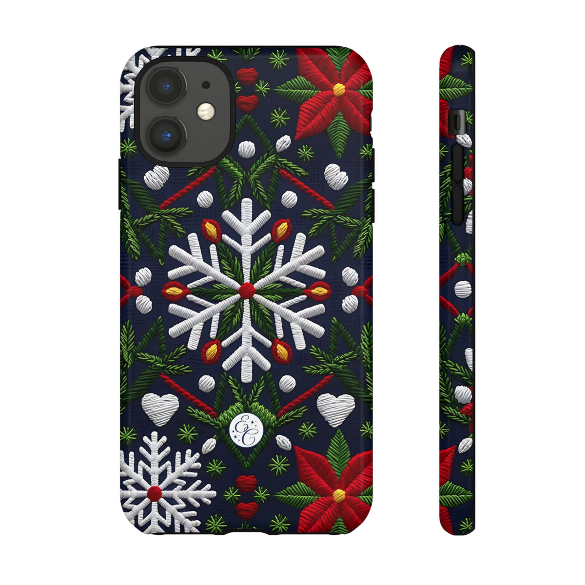 Snowflakes and Poinsettias Phone Case