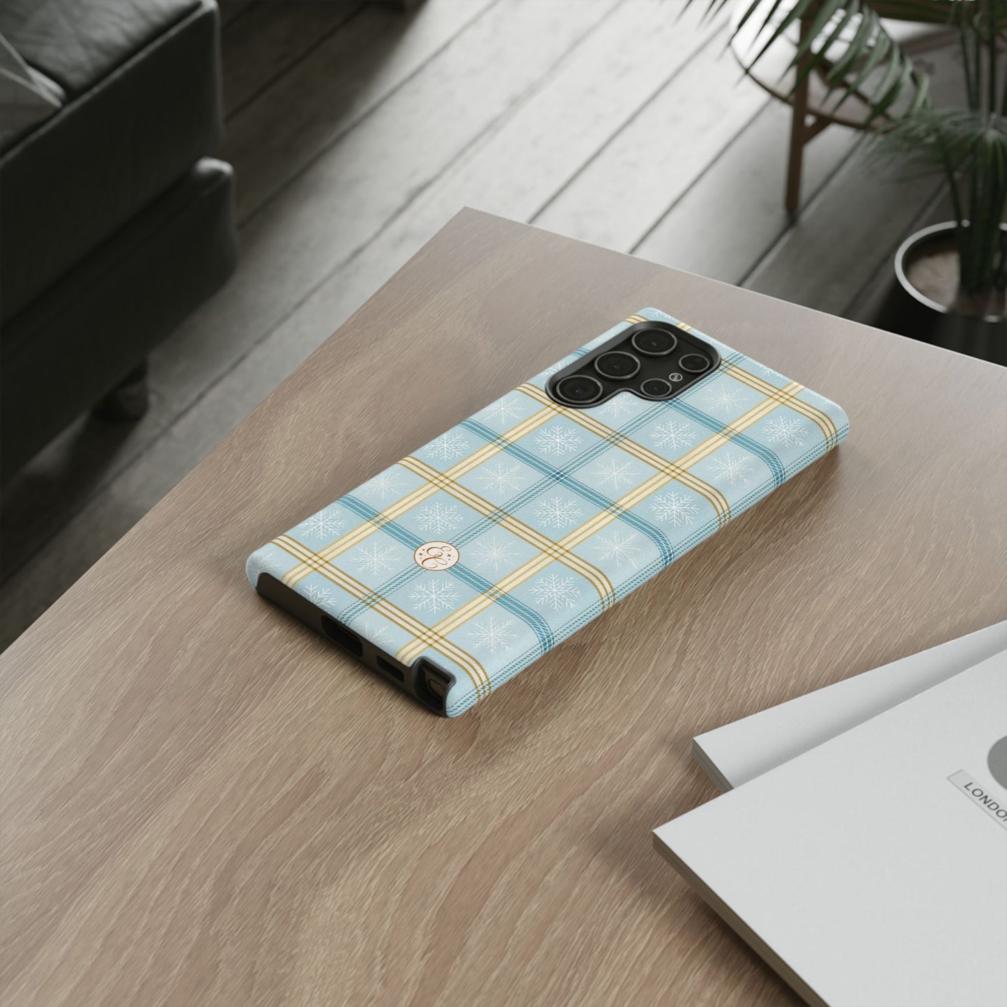 Blue Winter Plaid Tough Phone Case