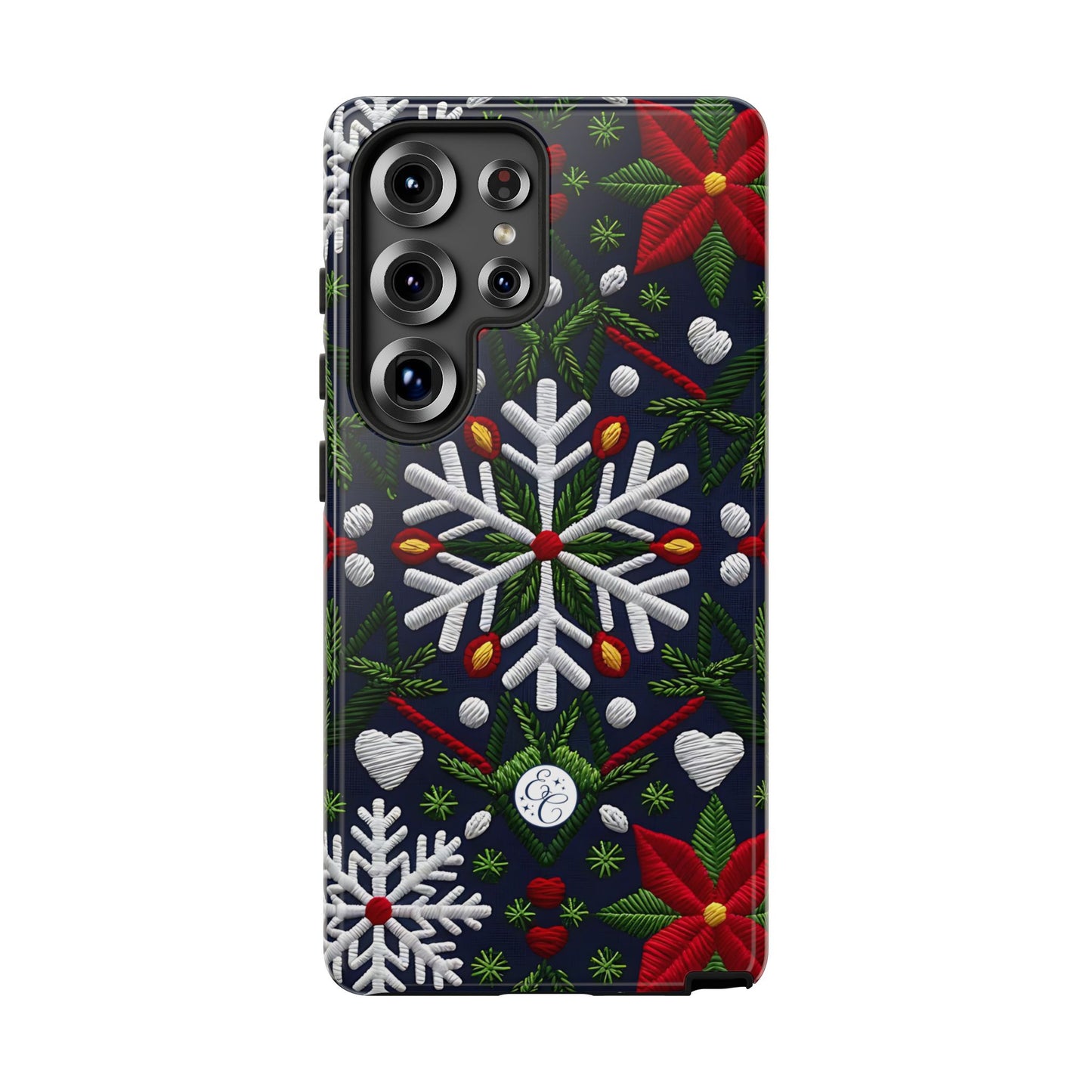 Snowflakes and Poinsettias Tough Phone Case
