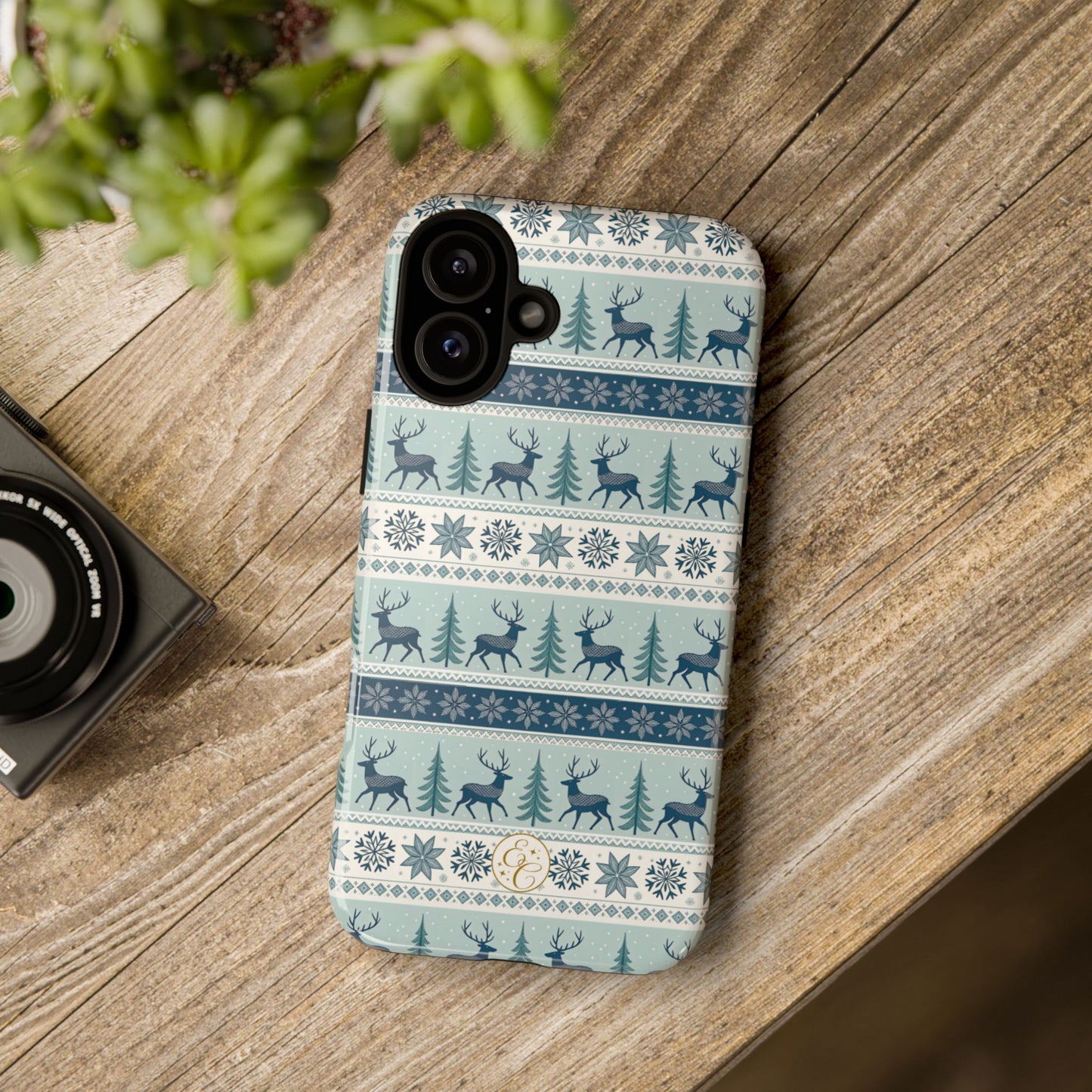 Blue Winter Reindeer Tough Phone Case