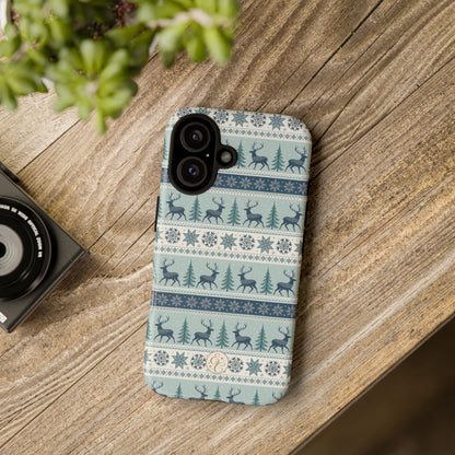 Blue Winter Reindeer Tough Phone Case