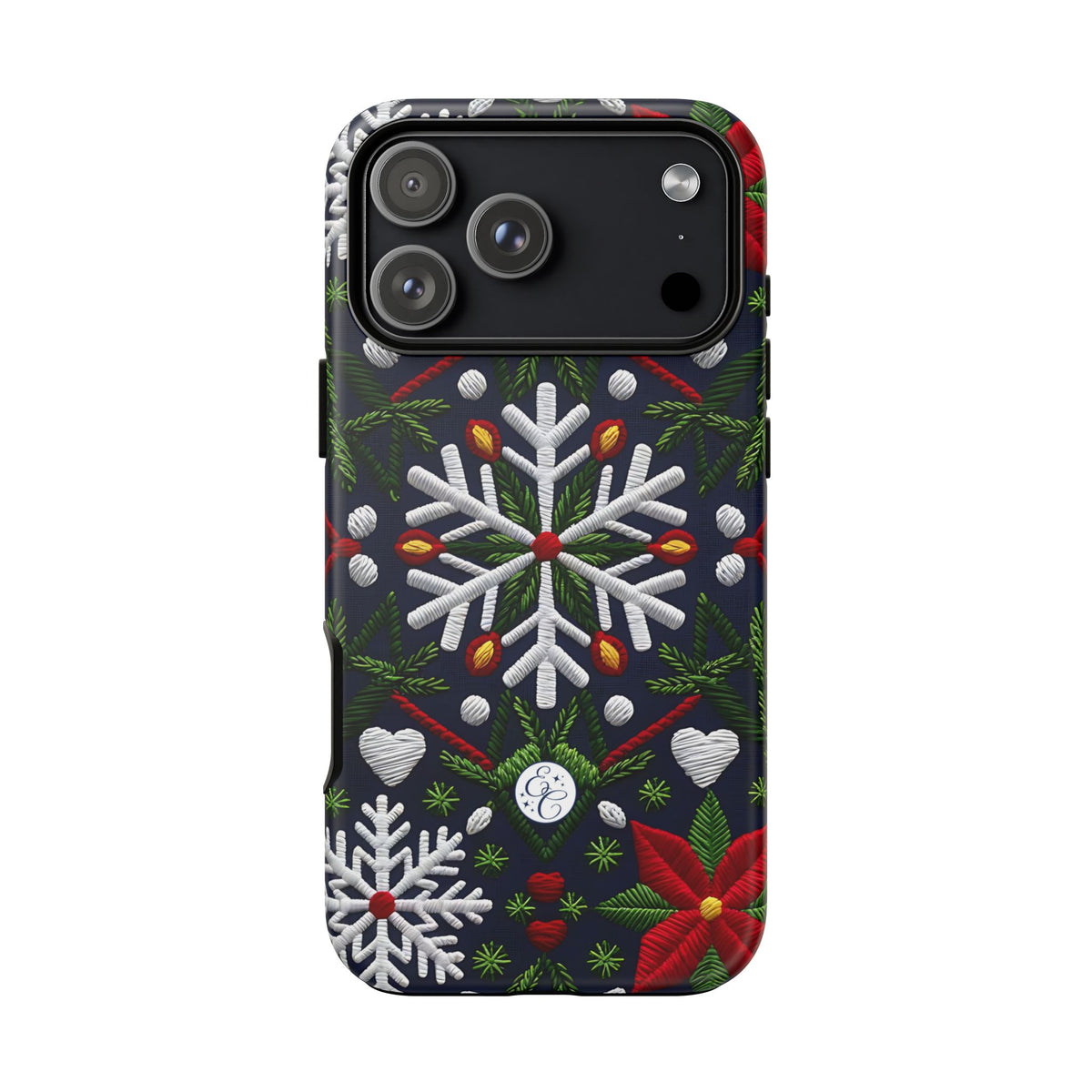Snowflakes and Poinsettias Phone Case