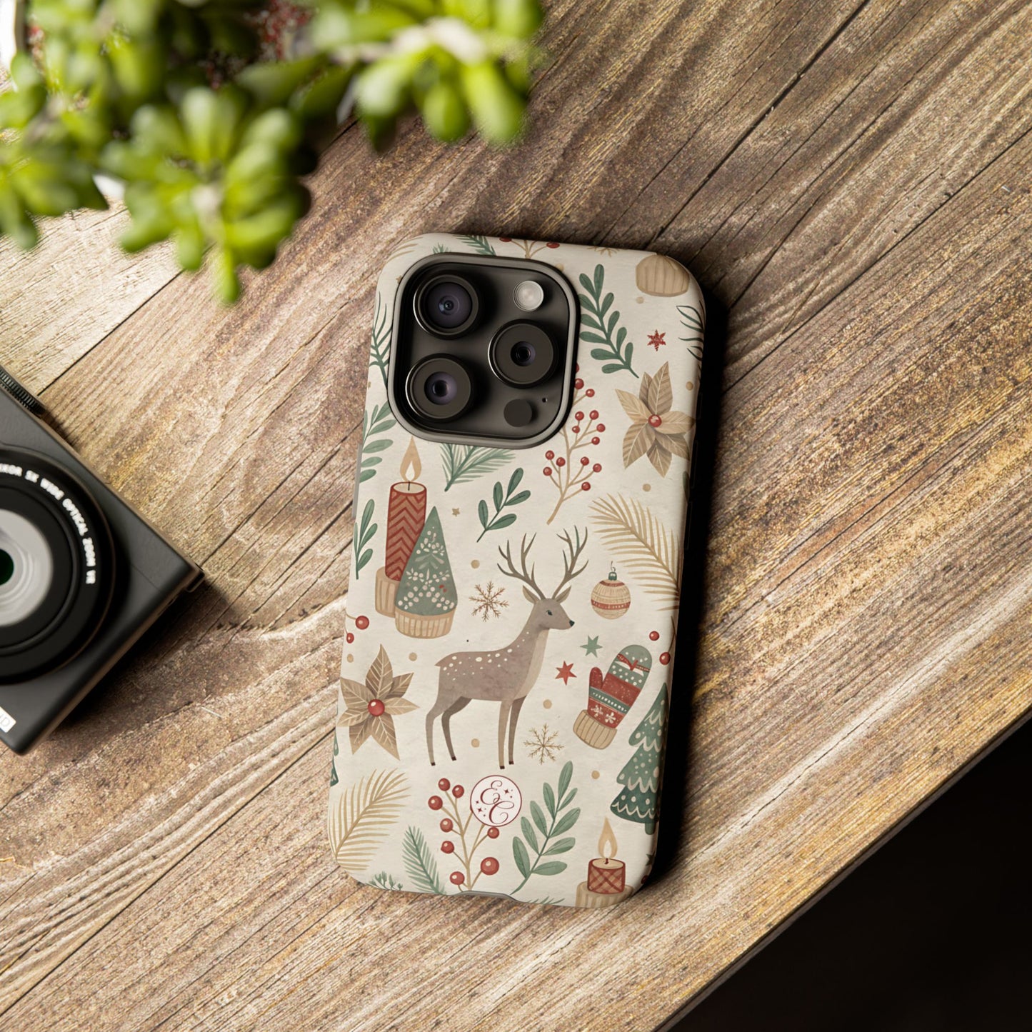Rustic Christmas Reindeer Tough Phone Case