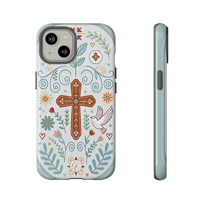 Christian Cross Floral Tough Phone Case