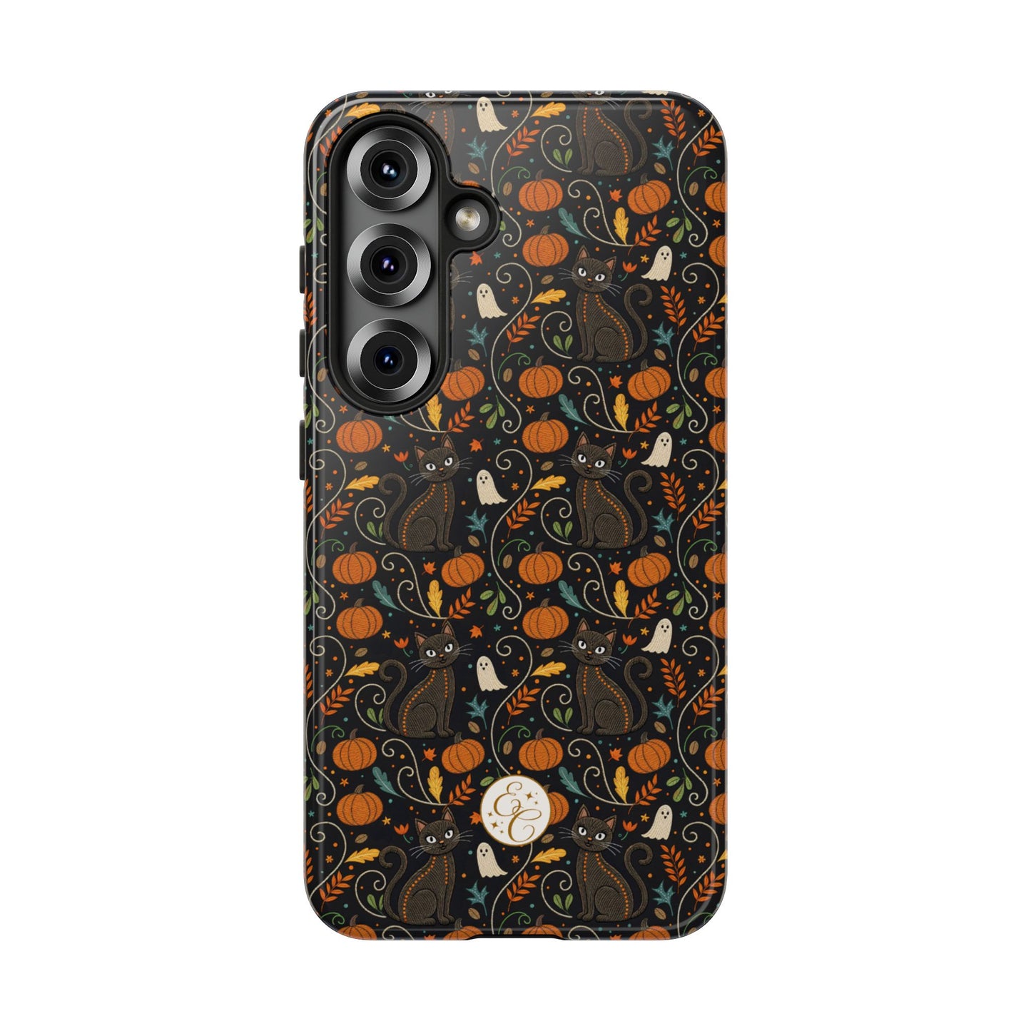 Boho Halloween Black Cat Pattern Tough Phone Case