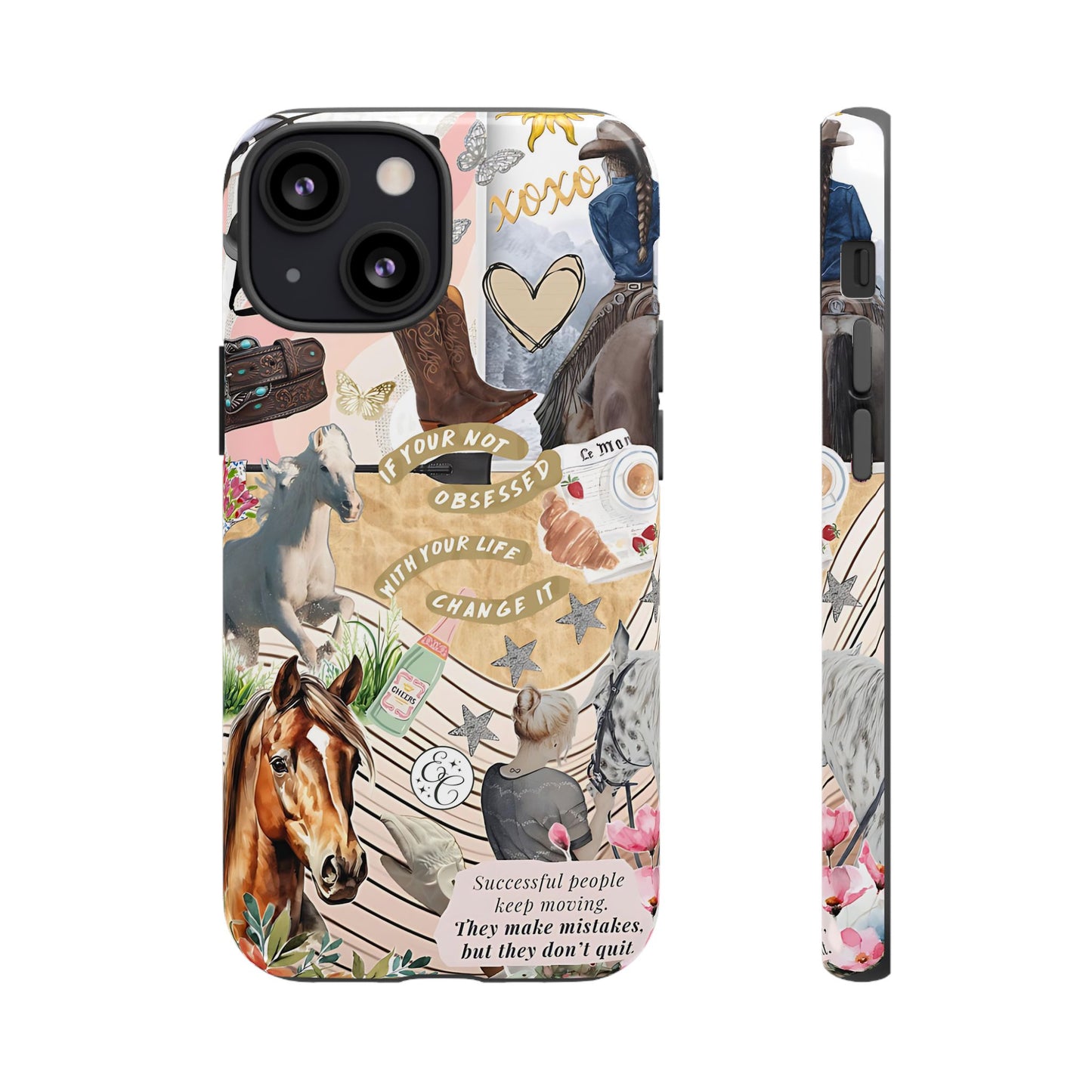 Equestrian Cowgirl Collage Tough Phone Case