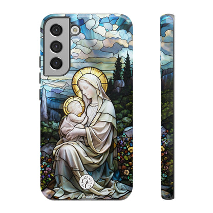 Virgin Mary with Baby Jesus Stained Glass Tough Phone Case