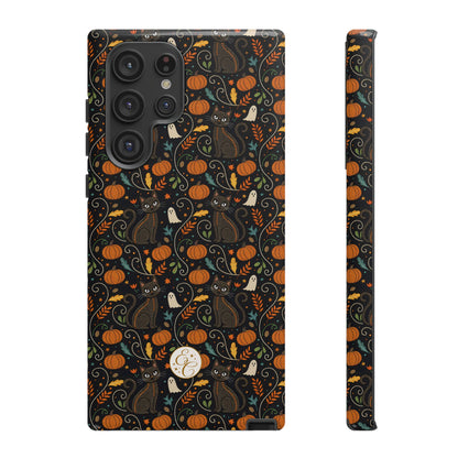 Boho Halloween Black Cat Pattern Tough Phone Case