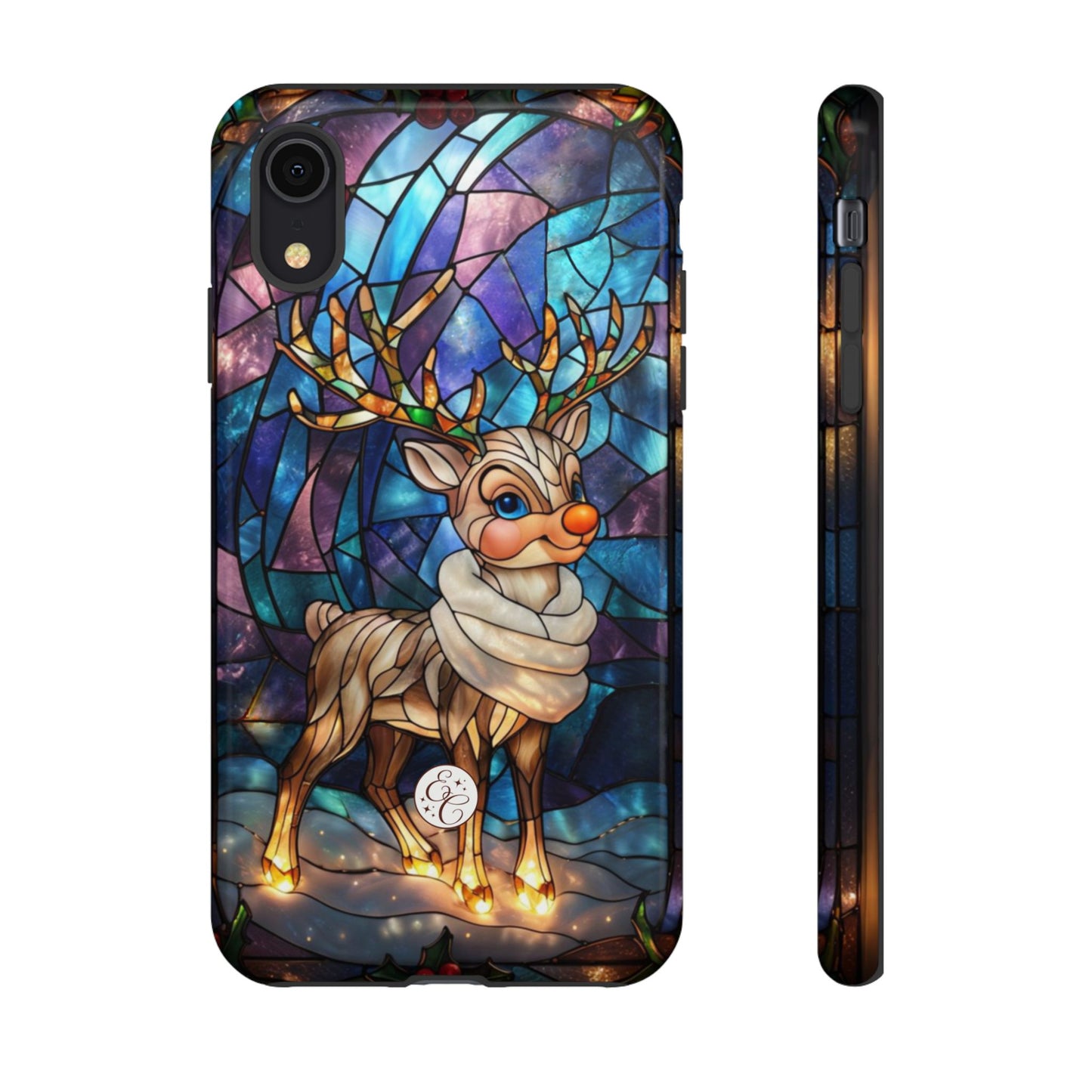 Cute Reindeer Stained Glass Tough Phone Case