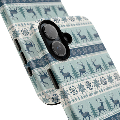Blue Winter Reindeer Tough Phone Case