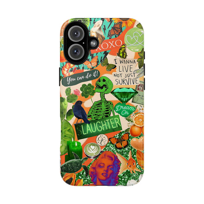 Green and Orange Collage Tough Phone Case