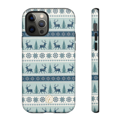 Blue Winter Reindeer Tough Phone Case