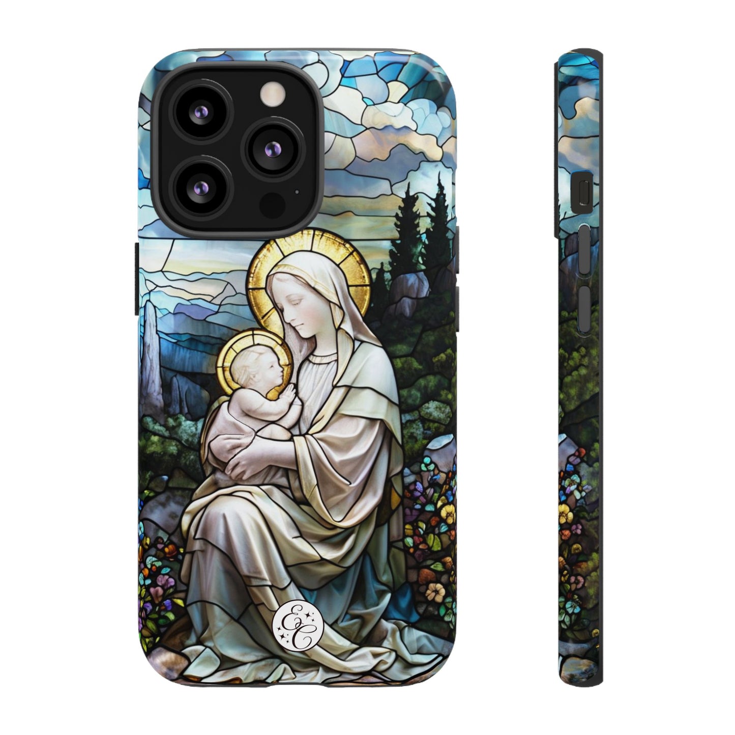 Virgin Mary with Baby Jesus Stained Glass Tough Phone Case