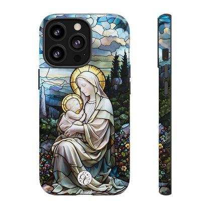 Virgin Mary with Baby Jesus Stained Glass Tough Phone Case