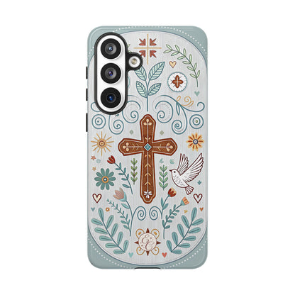 Christian Cross Floral Tough Phone Case